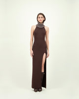 SCOVILLE DRESS BROWN W WOOL COLLAR