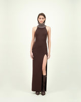 SCOVILLE DRESS BROWN W WOOL COLLAR