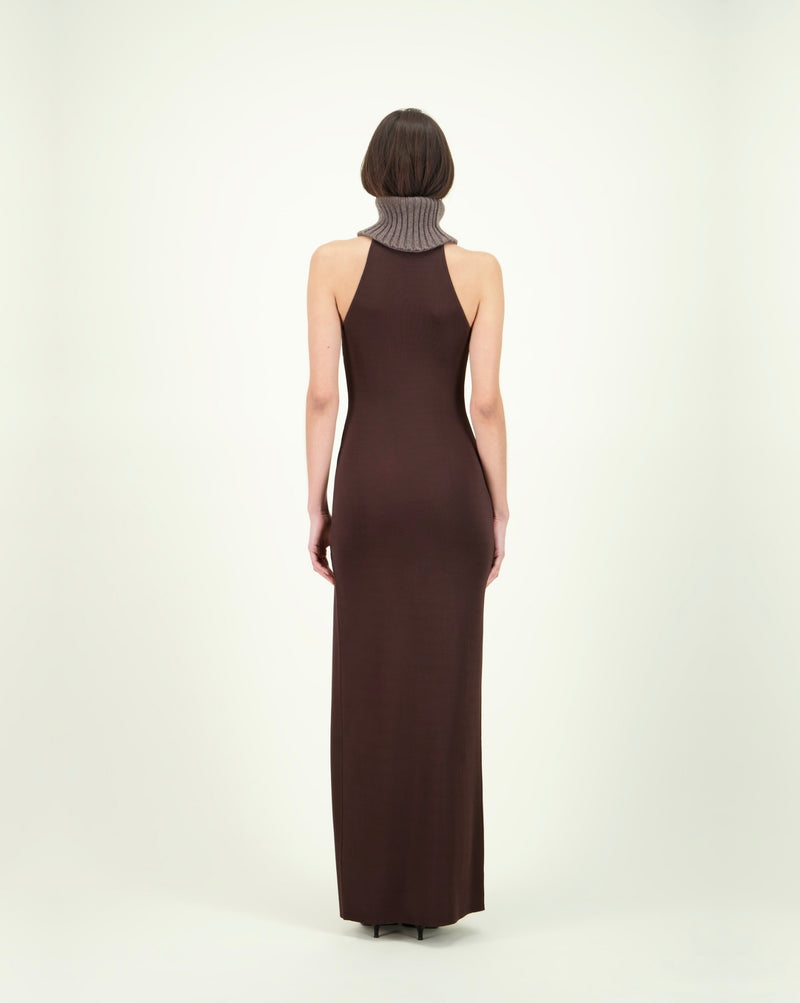 SCOVILLE DRESS BROWN W WOOL COLLAR